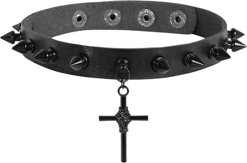 MILAKOO Punk Black Choker Gothic Spiked Rivets for Women Men with Charm Pendant Leather Necklace in Kuwait