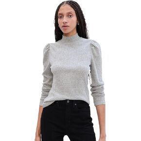 GAP Women's Long Textured Puff Sleeve Shirt Top Blouse