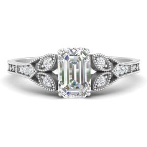 Jewelryonclick Choose Your Gemstone Split Band Antique Ring Sterling Silver Emerald Shape Side Stone Engagement Rings Minimal Modern Design Birthday Wedding Gift US Size 4 to 12