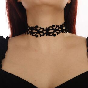 BERYUAN Elegant Vintage Black thorn necklace Lace Neck Choker for Women and Girls Halloween Black Lace Choker for Women and Girls (BLACK 4)