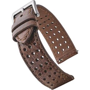 STUNNING SELECTION ALPINE Soft and Smooth Genuine Perforated Leather Watch Band - Black, Brown, Tan, Grey, Blue - 18 mm, 20 mm, 22 mm, 24 mm in Saudi Arabia