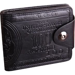 Men Us Dollar Bill Wallet Billfold Leather Credit Card Photo Holder