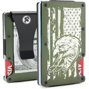 محافظ صغيرة للرجال من كوكولا - مشبك نقود للجيب الأمامي - حامل بطاقة ائتمان من الألومنيوم - محفظة معدنية رفيعة تحجب RFID للسفر والأعمال الفنية - خشب عتيق مصنوع من الخشب الأمريكي in Kuwait