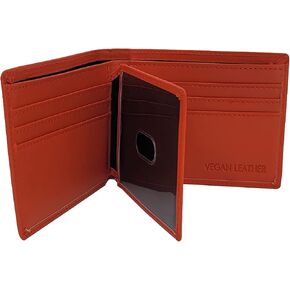 ag wallets Mens Vegan Leather Bifold Wallet, RFID Protection, Faux Leather Credit Card Holder (Center Flap Black)