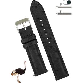 vinacreations Handmade Genuine Ostrich Leather Watch Band Men Quick Release Replacement Wrist Watch Strap 18mm 19mm 20mm 21mm 22mm Exotic Leather Strap