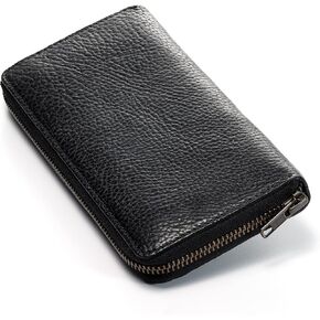 محفظة IJUN طويلة بسحاب للرجال، مع حقيبة عملات بسحاب، جلد أصلي عتيق مدبوغ محبب بالكامل (برتقالي) in Kuwait