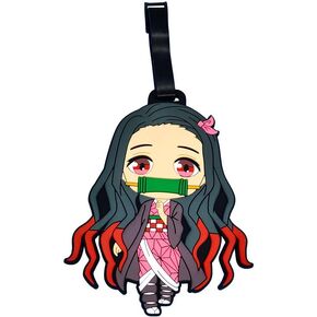 Luggage Tag for Suitcases Bag Baggage Travel Tags Identifiers Cute Kawaii Anime Character Funny Fun Large Silicone Name Luggage ID Tags for Kids Women Girls Men XLP-0611-5