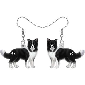 DUOWEI Acrylic Border Collie Dog Earrings Sweet Pet Dog Dangle Drop Jewelry for Women Ladies Girls Lovers Fancy Gifts
