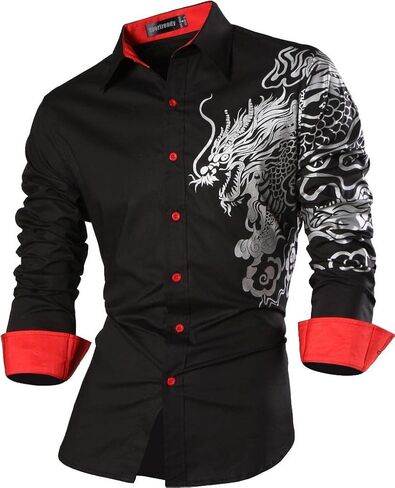 Sportrendy Men's Slim Fit Long Sleeves Casual Button Down Dress Shirts JZS041 in Saudi Arabia