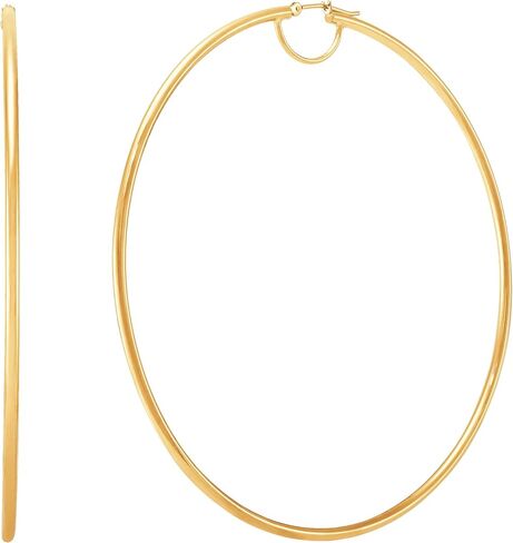 Welry 80mm Round Hoop Earrings with Bridge in 14K Yellow Gold in Kuwait