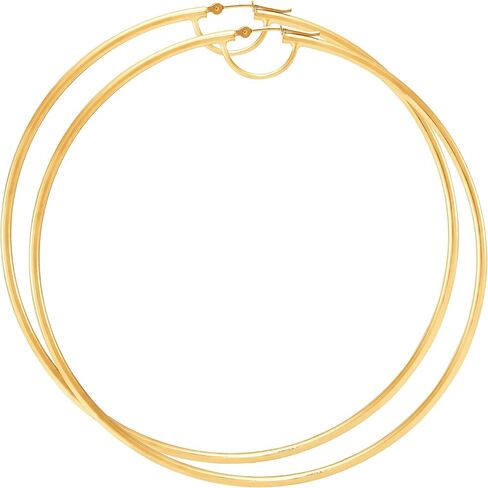 Welry 80mm Round Hoop Earrings with Bridge in 14K Yellow Gold in Kuwait