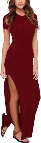 Meenew Women's Party Beach Vacation High Slit Summer Maxi Long Bodycon Dress in Kuwait