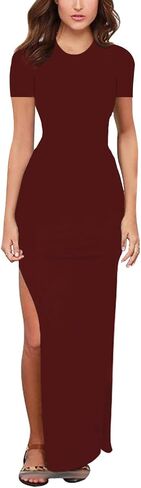 Meenew Women's Party Beach Vacation High Slit Summer Maxi Long Bodycon Dress in Kuwait