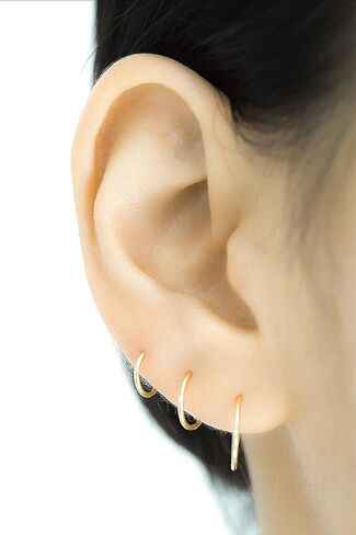 ONDAISY 10K الذهب الصلب المفتوح الزنمة الغضروف دافئ Daith الحلزون الداخلي الخارجي محارة مستديرة كبيرة صغيرة صغيرة رقيقة وجه صغير الأنف الحاجز هوب حلقة ثقب الأذن للنساء الفتيات الرجال in Kuwait