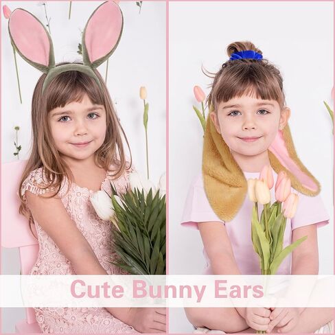 مجموعة عصابة رأس على شكل أذن أرنب، مجموعة عصابة رأس من القطيفة على شكل أذن أرنب ومجموعة عصابة رأس زي أرنب للنساء والفتيات، إكسسوارات زي أرنب لحفلات الهالوين التنكرية in Kuwait