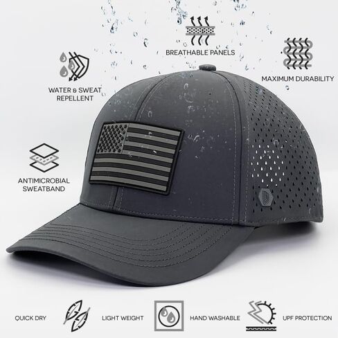 Dumont Supply - قبعة العلم الأمريكي، منقار منحني، قبعة Snapback للأداء، قبعة بيسبول مقاومة للماء، للرجال والنساء in Kuwait