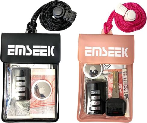 EMSEEK Waterproof Wallet Waterproof Car key Fob Holder Pouch Surf Dry case Bag For Key Cash Credit Card ID Badge Fishing License (Black) in Kuwait