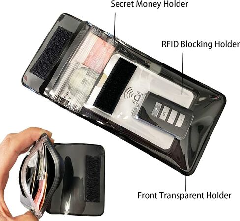 EMSEEK Waterproof Wallet Waterproof Car key Fob Holder Pouch Surf Dry case Bag For Key Cash Credit Card ID Badge Fishing License (Black) in Kuwait