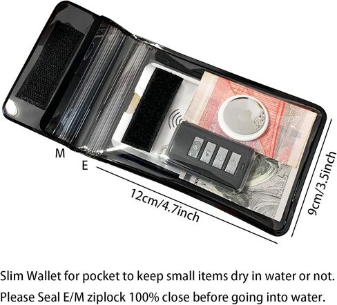 EMSEEK Waterproof Wallet Waterproof Car key Fob Holder Pouch Surf Dry case Bag For Key Cash Credit Card ID Badge Fishing License (Black) in Kuwait