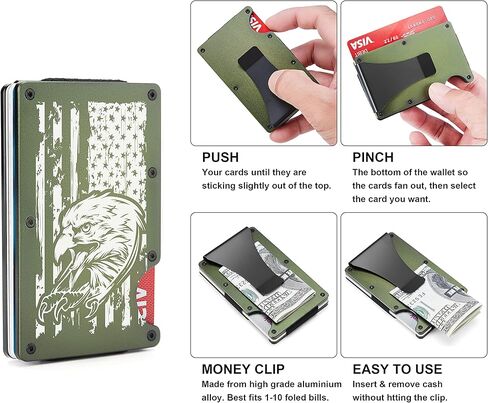 محافظ صغيرة للرجال من كوكولا - مشبك نقود للجيب الأمامي - حامل بطاقة ائتمان من الألومنيوم - محفظة معدنية رفيعة تحجب RFID للسفر والأعمال الفنية - خشب عتيق مصنوع من الخشب الأمريكي in Kuwait