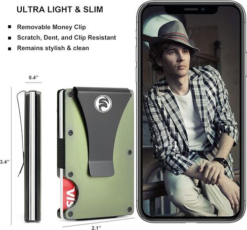 محافظ صغيرة للرجال من كوكولا - مشبك نقود للجيب الأمامي - حامل بطاقة ائتمان من الألومنيوم - محفظة معدنية رفيعة تحجب RFID للسفر والأعمال الفنية - خشب عتيق مصنوع من الخشب الأمريكي in Kuwait