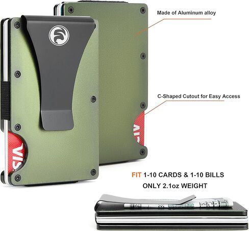 محافظ صغيرة للرجال من كوكولا - مشبك نقود للجيب الأمامي - حامل بطاقة ائتمان من الألومنيوم - محفظة معدنية رفيعة تحجب RFID للسفر والأعمال الفنية - خشب عتيق مصنوع من الخشب الأمريكي in Kuwait
