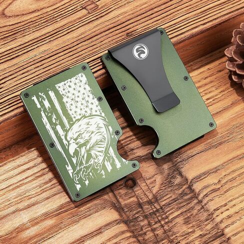 محافظ صغيرة للرجال من كوكولا - مشبك نقود للجيب الأمامي - حامل بطاقة ائتمان من الألومنيوم - محفظة معدنية رفيعة تحجب RFID للسفر والأعمال الفنية - خشب عتيق مصنوع من الخشب الأمريكي in Kuwait