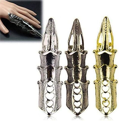 Barhunkft(TM) Punk Gothic Rings Rock Scroll Joint Armor Knuckle Metal Full Finger Claw Ring(Random Color) in Saudi Arabia