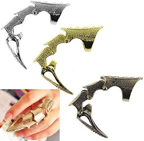 Barhunkft(TM) Punk Gothic Rings Rock Scroll Joint Armor Knuckle Metal Full Finger Claw Ring(Random Color) in Saudi Arabia