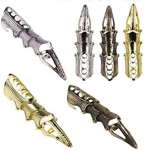 Barhunkft(TM) Punk Gothic Rings Rock Scroll Joint Armor Knuckle Metal Full Finger Claw Ring(Random Color) in Saudi Arabia