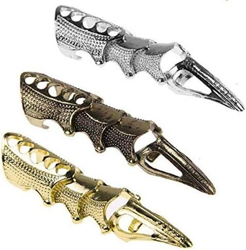 Barhunkft(TM) Punk Gothic Rings Rock Scroll Joint Armor Knuckle Metal Full Finger Claw Ring(Random Color) in Saudi Arabia