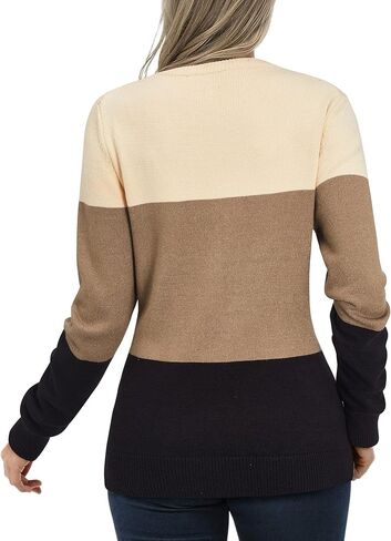 LAISHEN Womens Fall Fashion 2023 Long Sleeve Sweaters Casual Loose Color Block Crew Neck Knit Pullover Tops in Kuwait