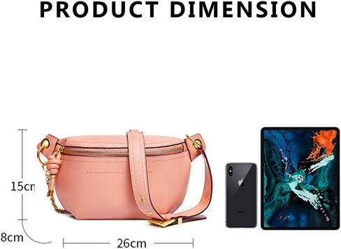 Women Chain Strap Cross-body Bags Genuine Leather Waist Bag with Zipper Closure for Daily (Black) in Kuwait