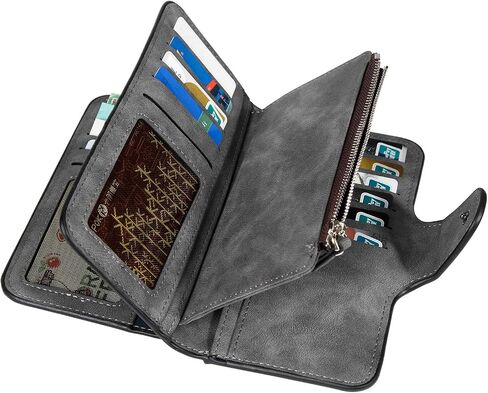 Wallet for Women RFID Blocking Clutch Purse Long Ladies Credit Card Holder Organizer(Dark Grey) in Saudi Arabia