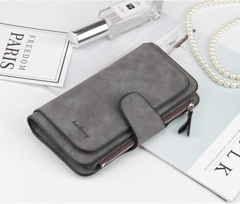 Wallet for Women RFID Blocking Clutch Purse Long Ladies Credit Card Holder Organizer(Dark Grey) in Saudi Arabia