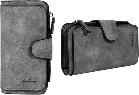 Wallet for Women RFID Blocking Clutch Purse Long Ladies Credit Card Holder Organizer(Dark Grey) in Saudi Arabia