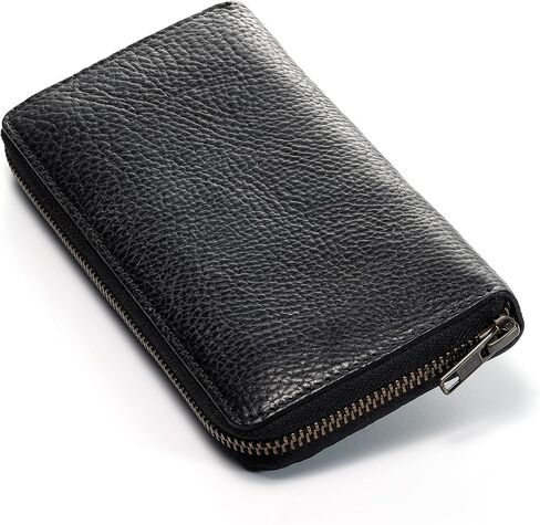 محفظة IJUN طويلة بسحاب للرجال، مع حقيبة عملات بسحاب، جلد أصلي عتيق مدبوغ محبب بالكامل (برتقالي) in Kuwait