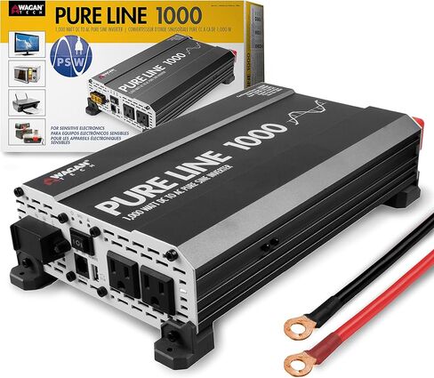 واجان EL3808 محول طاقة بيور لاين 2000 وات تيار مستمر 12 فولت إلى 110 فولت تيار متردد للسيارة محول طاقة موجة جيبية نقية للمنزل RV التخييم فان الحياة خارج الشبكة ETL معتمد in Kuwait