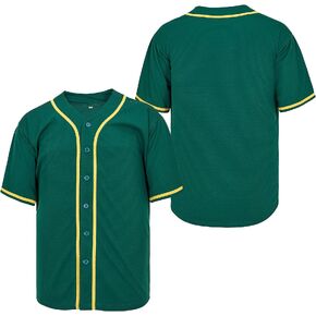 XWEARE Men's Blank Baseball Jersey Button Down Short Sleeve Shirts Hip Hop Hipster Team Sports Uniforms