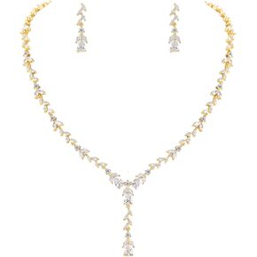 Lovejftty Women's Bridal Jewelry Set for Wedding Brides Bridesmaids, Elegant Prom Costume Necklace and Earring Set for Women Evening Wear in Kuwait