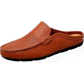 Go Tour Mens Mules Clog Slippers Breathable Punching Leather Slip on Shoes Casual Loafers