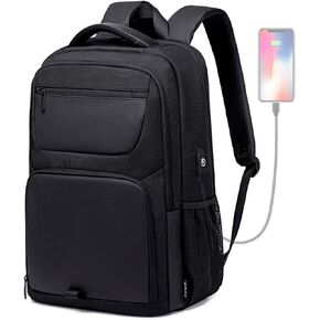 Laptop Backpack for Men, 35L Black Backpack with USB Charging Port, Water Resistant Backpack Fits 15.6 Inch Computer and Laptop for Business Work and College