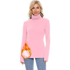 Womens Turtleneck Long Sleeve Top Fleece Lined Sweatshirt Lightweight Ultra Soft Base Layer