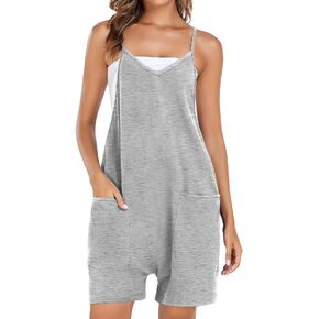 BKRIVE Women's Summer Casual Sleeveless Rompers Loose Adjustable Spaghetti Strap Shorts Jumpsuit with Pockets