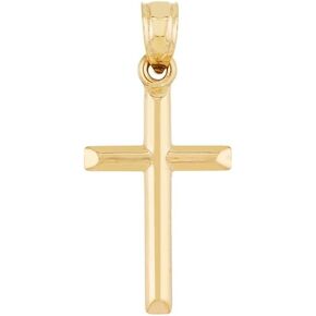 قلادة JEWELHEART من الذهب الحقيقي عيار 14 قيراط - قلادة صليب صغيرة كلاسيكية - مجوهرات دينية من الذهب الأصفر عيار 14 قيراط للرجال والنساء والأولاد والبنات in Kuwait
