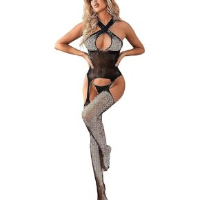 العطاء الهمس المرأة مثير شبكة صيد السمك Bodycon الجوارب بذلة الملابس الداخلية بسط الرسن ارتداءها شبكة BobyStocking