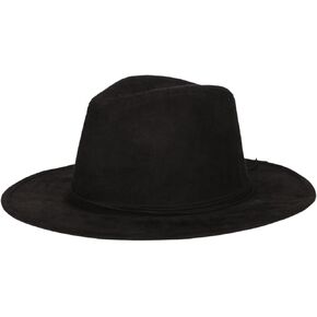San Diego Hat Co. Women's Faux Suede Wide Brim Floppy Fedora with Wrapped Back Knot Trim