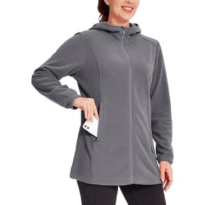 Willit Women's Long Fleece Jacket Full-Zip Thermal Fleece Hooded Jacket Lightweight Winter Coat in Kuwait