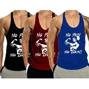 GYMLEADER Men's Tank Top Workout Gym Muscle Shirt Y Back Fitness Bodybuilding Stringer Shirt in Saudi Arabia
