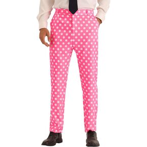 Lars Amadeus Polka Dots Dress Pants for Men's Big and Tall Flat Front Formal Printed Trousers
